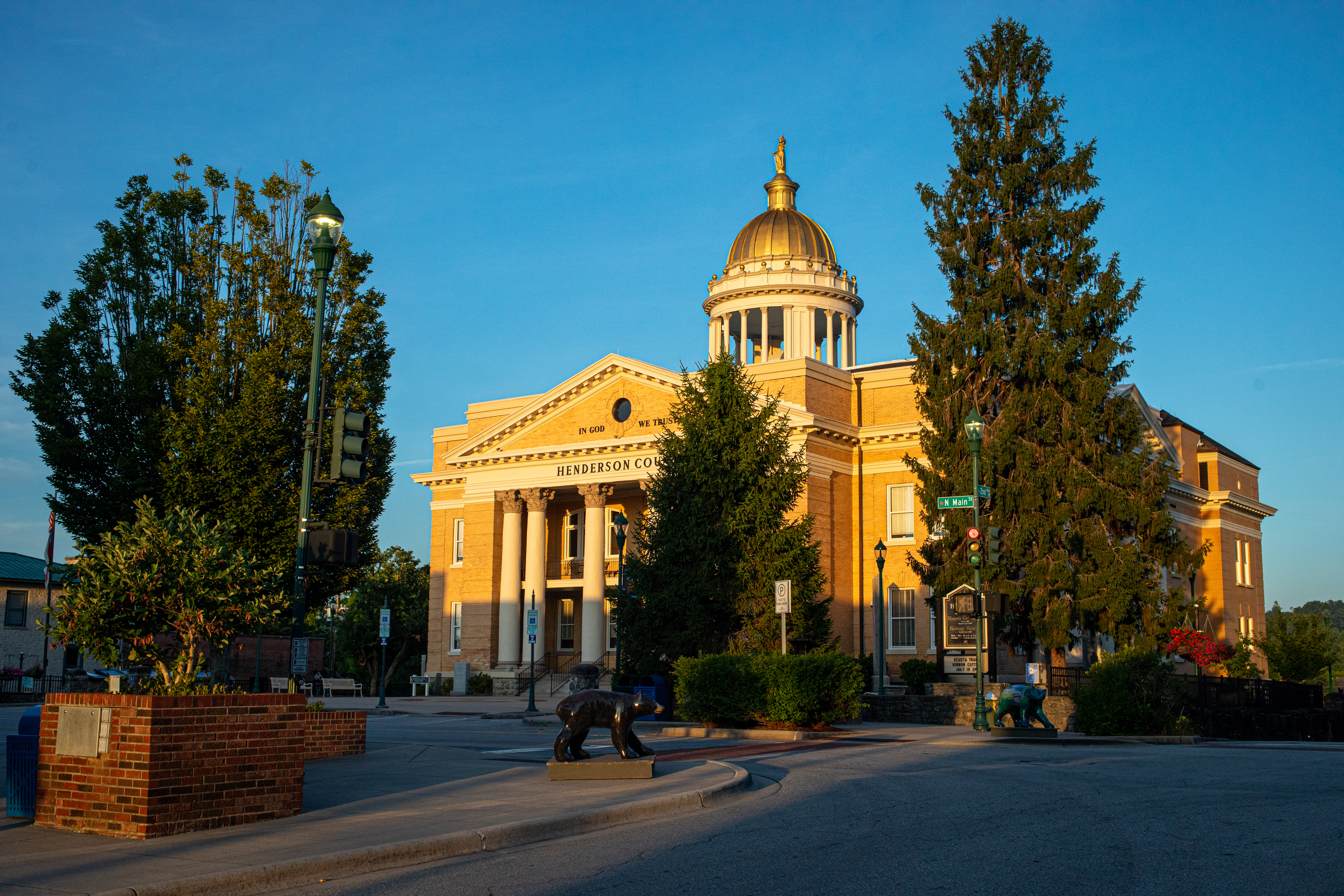 Henderson County courthouse at sunrise