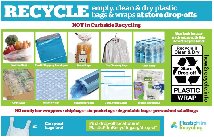 What type of plastic film can you recycle at the store?