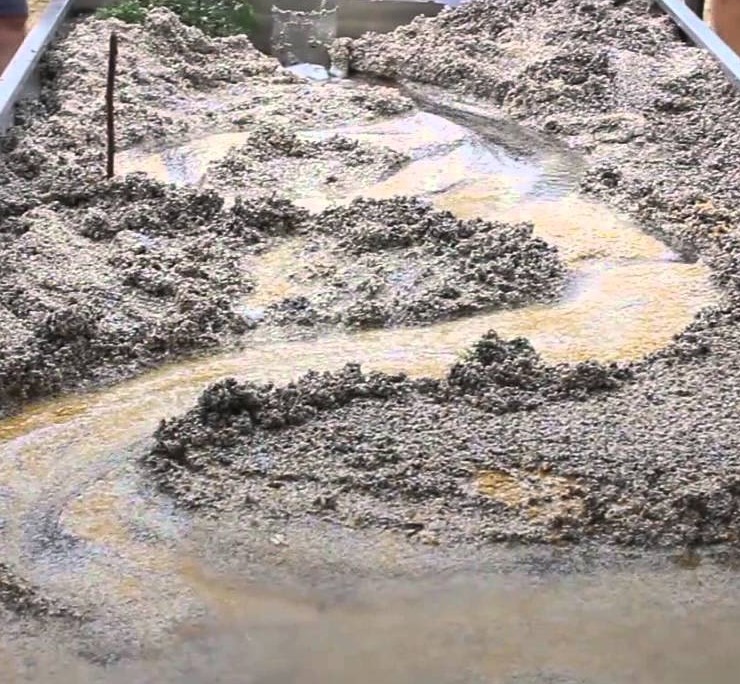 Stream table--water pathyway through sand