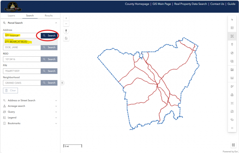 Searching by address on GISWeb