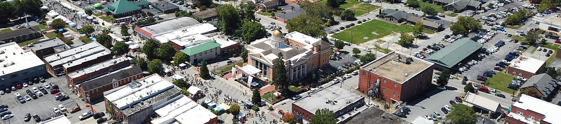 Aerial photo of historic courthouse
