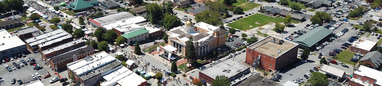 Aerial photo of historic courthouse