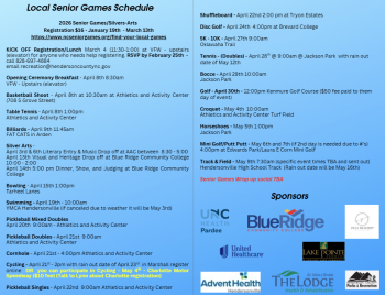 2026 Senior Games/Silver Arts Schedule 2026 Senior Games/Silver Arts Schedule