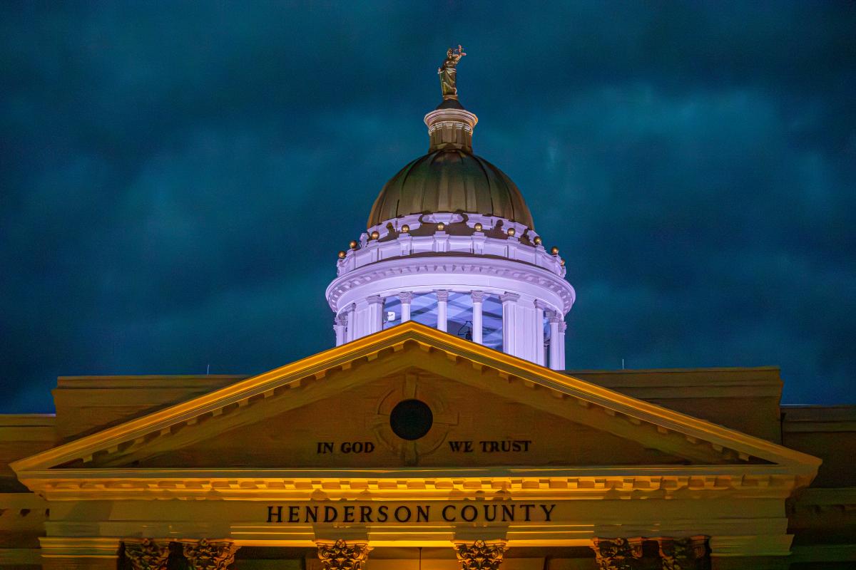 Henderson County, NC Historic Courthouse at Night 