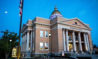 Henderson County Historic Courthouse with moon